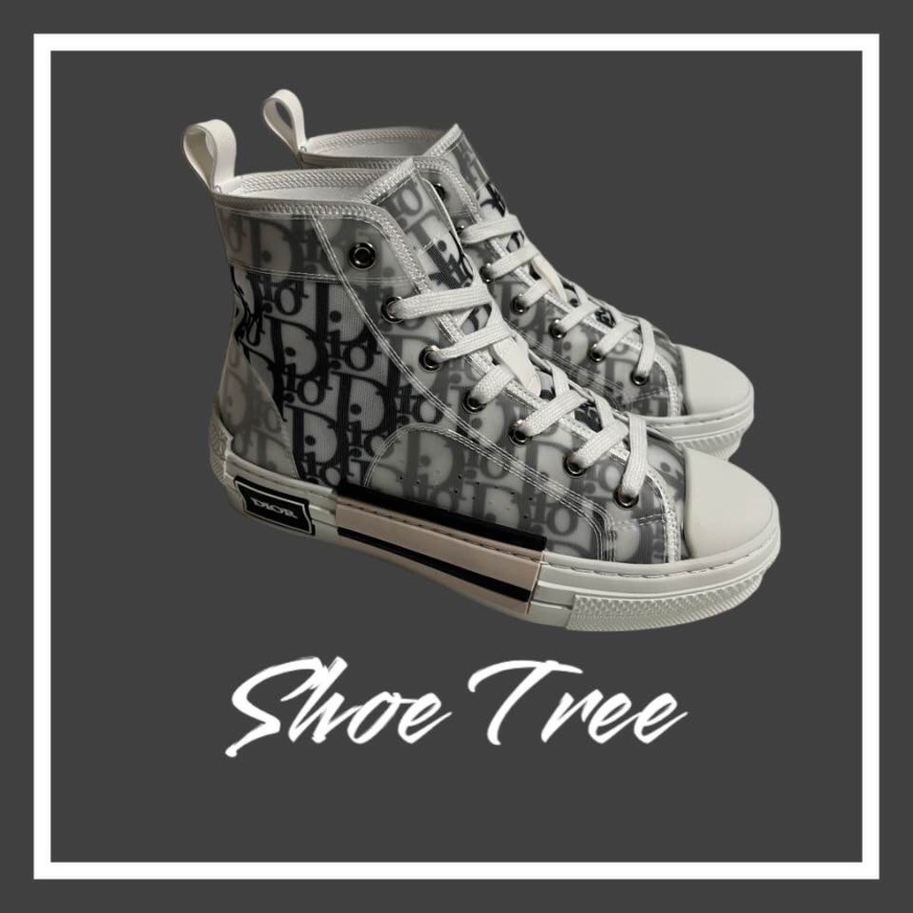 Dior B23 High Top Women Size 6 White Black Oblique Trainers Runner High